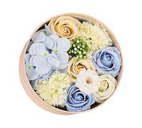 FewNvWa Jabón Floral Bouquet de Flores Artificiales Rosas con Incluye Caja para Regalo Ornamento para Baño Regalo para Fechas ESP, Azul, Individual