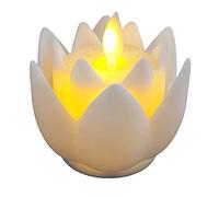 FewNvWa Lámpara de Loto LED Sin Llama Vela para Buda con Función Parpadeo para Crear Ambiente Adecuada en Salón Estudio, Blanco