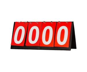 FewNvWa Marcador Deportivo de Mesa Marcador Portátil de 4 Dígitos Tablero para Entrenadores Resistente Al Agua Y Girador Numérico Fabricado en Metal, Rojo