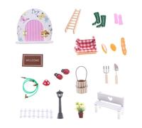 FewNvWa Mini Casa de Muñecas Puerta Puerta Mágica Banco Miniatura Regadera Y Herramientas para Juego Imaginativo Jardín Interior Fotografía de Muñecas Obsequi