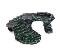 FewNvWa para Tortuga Diseño Flotante Textura Simulada Resina Resistente Mango Ergonómico Adecuada para Hábitat de Reptiles Acuario Interior, Cueva de Piedra con Musgo, EST