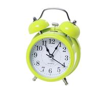 FewNvWa Reloj Despertador Analógico Funcionamiento Sin Ruido Timbre Mecánico Cuadrante Luminoso Diseño Metálico con Luz Nocturna Apto para Dormitorio Escritor, Verde, Individual