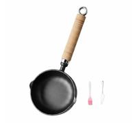 FewNvWa Sartén de Hierro Fundido Sartén Sartén Olla Pequeña sin Revestimiento Diseño Doble Adecuado para Uso Familiar Cocina Profesional Camping, 13CM, Mango Norm.+Cepillo