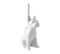 FewNvWa Soporte para Almacenamiento de Baño Escobilla Sanitaria en Cerámica Diseño Decorativo Perro Japonés Estructura Completa con Cepillo Adecuado para Aseo Personal en Baños, Blanco