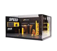 FewNvWa Taller Mecánico Modelo Taller Reparación Automóvil Mini Garaje Diorama con Luces Simuladas Ensamblaje Adecuado para Exposición Oficina Decoración, con Tablero