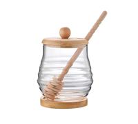 FewNvWa Tarro de Vidrio Transparente con Paleta Recipiente Contenedor de Sirope para Mesa Adecuado para Regalo Oficina Sala Reuniones, Tapa Redonda 280ml, Individual