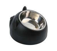FewNvWa Tazón para Gato Cuenco Inclinado Antideslizante Comedero Desmontable Acero Inoxidable Diseño Lindo Adecuado para Perros Gatos Alimentación en Casa Via, Negro