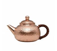 FewNvWa Tetera de Cobre Artesanal Martillada Acabado Manual Diseño Compacto con Mango Tejido Aislante Interior sin Recubrimiento Adecuada para Disfrutar del Té en Reuniones Decoración de Hogar 200ml