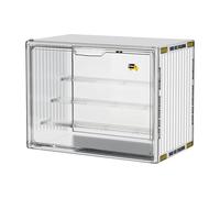 FewNvWa Vitrina Acrílica, Caja de Almacenamiento a Prueba de Polvo, Contenedor de Presentación con Puerta Transparente para Exhibición de Maquetas de Coches, Pequeño Blanco, Individual