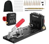 Fexrror Kit de Plantilla Para Agujeros de Bolsillo, Pocket Hole Jig con Drill Bit & Depth Setting Collar, Plantilla de Perforación Para Orificio de Perforación de Madera de 12MM-40MM de Espesor