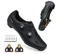 Feyenold Zapatillas de Ciclismo para Hombre y Mujer, compatibles con Pedal SPD-SL e instalación Compatible SPD/Look KEO Cleats, Negro, 43 EU