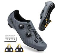 Feyenold Zapatillas de Ciclismo para Hombre y Mujer, compatibles con Pedal SPD-SL e instalación Compatible SPD/Look KEO Cleats, Gris, 44 EU