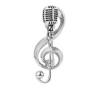 FEYLIE Broche con micrófono, broche creativo para micrófono, nota musical, broches esmaltados, de aleación, para bolsos, ropa, joyas, decoración, regalo para mujeres, hombres, niños G, approx 40x14mm
