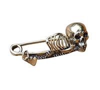 FEYLIE Broche de calavera de estilo punk, insignia gótica de esqueleto, pin de solapa, ambiente espeluznante, insignia de fiesta de Halloween, broche de joyería, regalo, Approx.6cm/2.36", Metal
