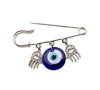 FEYLIE Broche turco azul para el mal de ojo, turco para el mal de ojo, broche de mano de Fátima, broche de solapa, regalo de la suerte, colgante colgante para protección, religioso J