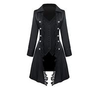 Feynman Abrigo de mujer steampunk frack gótico con encaje, fraun barroco victoriano trío vintage medieval chaqueta uniforme negro M, Negro, M
