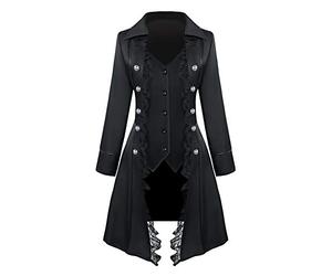 Feynman Abrigo de mujer steampunk frack gótico con encaje, fraun barroco victoriano trío vintage medieval chaqueta uniforme negro M, Negro, M