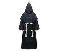 Feynman Disfraz de monje para hombre, traje de monje, túnica de sacerdote, con capucha, renacentista medieval, capucha