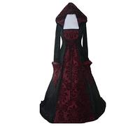 Feynman Vestido Medieval para Mujer con Mangas Trompeta, Estilo Medieval Victoriano, Vestido Largo renacentista, gótico. para Carnaval, Halloween, Fiestas de Princesas, Disfraz, Blanco y Negro, 2XL