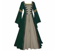Feynman Vestido medieval para mujer con mangas trompeta, estilo medieval victoriano, vestido renacentista, gótico, largo para carnaval, Halloween, fiestas de princesas, Verde, 3XL