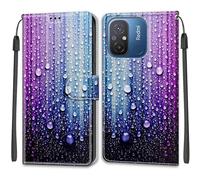 Feyten Funda para Xiaomi Redmi 12c/11A/Poco C55, Carcasa Redmi 12c con Tapa Móvil Billetera Libro Cuero PU Flip Cartera Magnético Caso Cover con Soporte y Bolsillo para Tarjetas (Azul Morado)