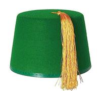 Fez - Gorro verde con borla dorada, unisex, de fieltro, para hombre y mujer, paquete de 6