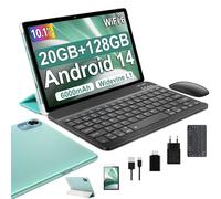 fezawio Tablet 10 Pulgadas Android 14, 20GB RAM + 128GB ROM (TF 1TB), Octa-Core, Tablet con Teclado y Raton -Verde