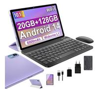 fezawio Tablet 10 Pulgadas Android 14, 20GB RAM + 128GB ROM (TF 1TB), Octa-Core, Tablet con Teclado y Raton + Seguro de ruptura de Pantalla de un año - (Morado)