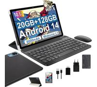 fezawio Tablet 10 Pulgadas Android 14 Tablet, 20GB RAM + 128GB ROM (TF 1TB), Octa-Core,con Teclado y Raton - (Negro)