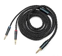 Fezzlo Cable de auriculares para monitor, cable auxiliar de cobre alemán de 8 hebras, enchufe dual de 3,5 mm, compatible con Hifiman Edition XS HE560 MEZE 109 Pro FiiO FT1 FT7 para músicos y