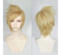 Ff15 Final Fantasy Xv Prompto Argentum, Peluca De Disfraz De Cosplay Rubio De Lino Corto, Pelo De Fibra Resistente Al Calor + Gorro De Peluca Gratis
