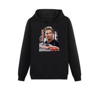 FFANZUOYOU Paul Walker Text Portrait Unisex Sweatshirts Graphic Print Mens Hooded Black Sweater, Negro , L