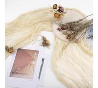 FFCJJD Gauze Wedding Table Runner,Light and Elegant Farmhouse Decor,Perfect for Birthday Party Holiday Home Kitchen Decoration(Beige,12PCS 50X50 Napkins)