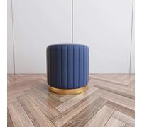 FFCJJD Pouffe - Taburete redondo otomano, moderno y reposapiés de latón con ribete de metal dorado (azul)