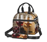 FFCVZAA Art Red Wine Galsses & Grapes Print - Bolsa de almuerzo con aislamiento y almacenamiento versátil, reutilizable, para adultos y estudiantes