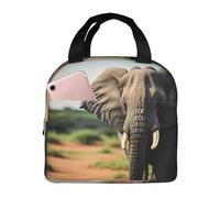 FFCVZAA Bolsa de almuerzo aislada impermeable con estampado de elefante africano, fácil de limpiar, paquete escolar para estudiantes, comida y bebida