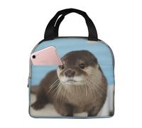FFCVZAA Bolsa de almuerzo aislada impermeable con estampado de nutria, fácil de limpiar, paquete escolar para estudiantes, comida y bebida