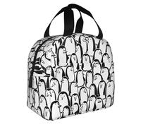 FFCVZAA Elegante fiambrera con aislamiento y estampado de multitud de pingüinos para comidas, aperitivos, bebidas, escuela, actividades al aire libre, viajes diarios