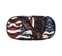 FFCVZAA Estuche de viaje con diseño de águila con bandera de Estados Unidos, estuche de maquillaje para estudiantes, artículos esenciales de aseo, Black, Talla única, Organizador de bolsas