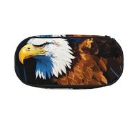 FFCVZAA Estuche de viaje con diseño de águila con bandera de Estados Unidos, estuche de maquillaje para estudiantes, artículos esenciales de aseo, Black, Talla única, Organizador de bolsas