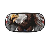 FFCVZAA Estuche de viaje con diseño de águila con bandera de Estados Unidos, estuche de maquillaje para estudiantes, artículos esenciales de aseo, Black, Talla única, Organizador de bolsas