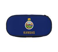 FFCVZAA Estuche de viaje con estampado de la bandera del estado de Kansas State, bolsa de maquillaje para estudiantes, artículos esenciales de aseo, Black, Talla única, Organizador de bolsas