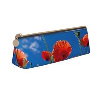 FFCVZAA Estuche para lápices con estampado de amapolas en el cielo azul, para escuela, universidad, oficina, niños y niñas, suministros de estudio