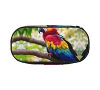 FFCVZAA Fantástico estuche de maquillaje con diseño de plumas de loro, 1 impresión, bolsa de maquillaje de viaje para estudiantes, artículos esenciales de aseo, Black, Talla única, Organizador de