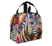 FFCVZAA Fiambrera aislada con estampado abstracto de cebra y animales, comida, aperitivos, bebidas, escuela, actividades al aire libre, viajes diarios