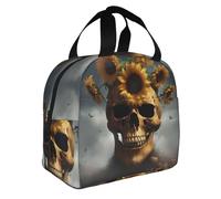 FFCVZAA Fiambrera aislada con estampado de calavera de girasol, para comidas, aperitivos, bebidas, escuela, actividades al aire libre, viajes diarios
