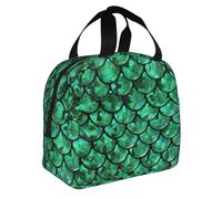 FFCVZAA Fiambrera aislada con estampado de escamas de pescado verde para comidas, aperitivos, bebidas, escuela, actividades al aire libre, viajes diarios