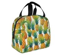 FFCVZAA Fiambrera aislada con estampado de piñas tropicales exóticas, comidas, aperitivos, bebidas, escuela, actividades al aire libre, viajes diarios