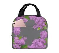 FFCVZAA Framing Lilac Flowers in Blossom Print Waterproof Easy Cleaning Insulated Lunch Bag School Student Pack Meal Drink Snack