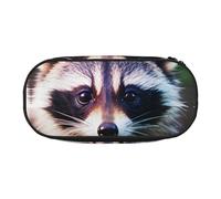 FFCVZAA Little Raccoon Face 1 - Estuche para lápices de moda, neceser de viaje, maquillaje, escuela, estudiantes, artículos esenciales, Black, Talla única, Organizador de bolsas